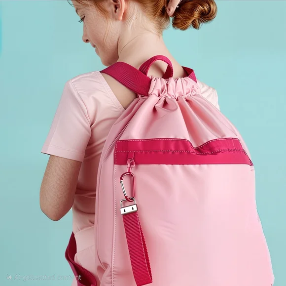 Essential Cinch Backpack (Pink Colorblock) - Picture 3 of 4